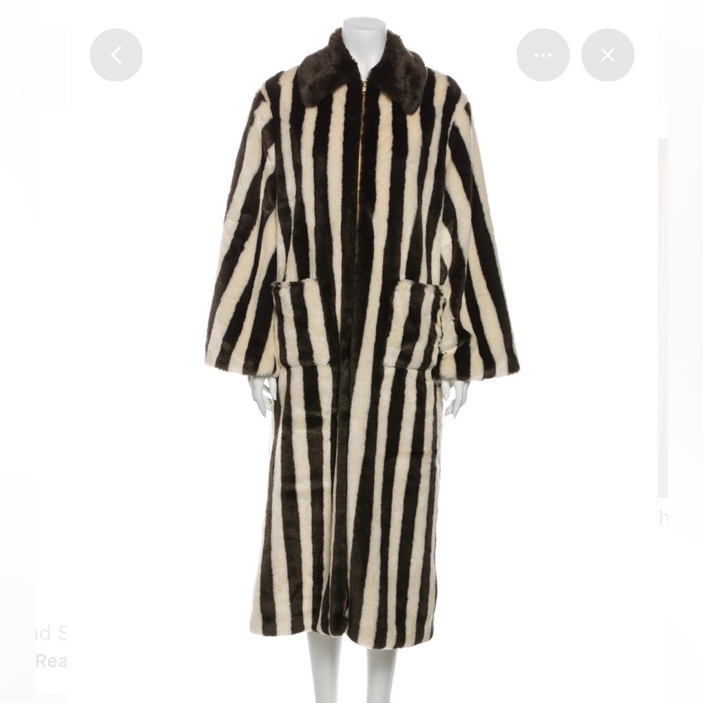 STAUD Brown and Cream Striped Coat